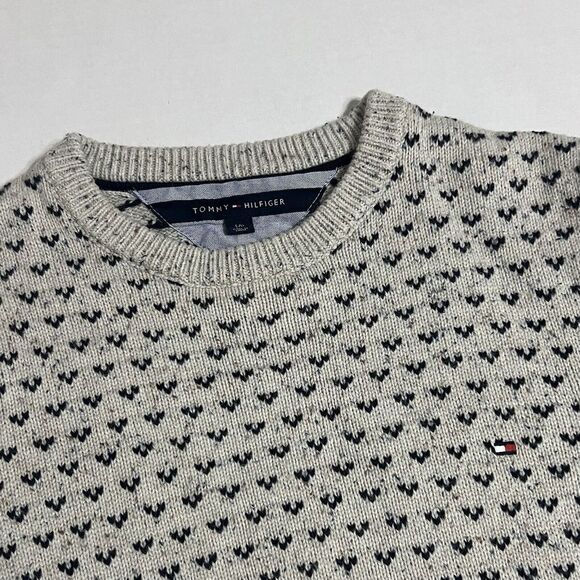 Tommy Hilfiger Other - Tommy Hilfiger Men's Large Beige Knit Geometric Crew Neck Sweater